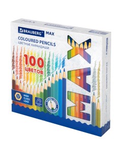 Набор цветных карандашей MAX шестигранные 100 шт заточенные 181862 Brauberg
