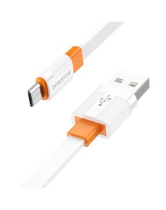 Кабель USB Micro USB плоский 2 4А 1 м оранжевый белый Union BX89 Borofone