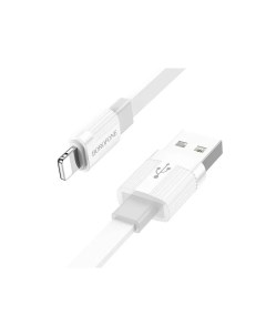 Кабель USB Type C Lightning 8 pin плоский 2 4А 20 Вт 1 м белый серый Union BX89 Borofone