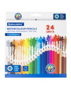 Набор цветных карандашей Aquarelle шестигранные 24 шт заточенные 181849 Brauberg