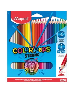 Набор цветных карандашей Strong COLOR PEP S трехгранные 24 шт заточенные 862724 Maped
