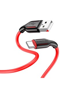 Кабель USB USB Type C 3A 1 м красный чёрная вставка BX63 Charming 207895 Borofone