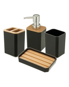 Набор аксессуаров для ванной комнаты Bamboo Black 4 предмета 4home