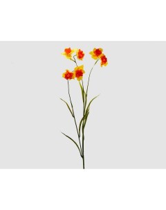 Искусственная цветочная ветка жёлто оранжевого цвета Нарцисс махровый 80 см Edg