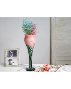 Дизайнерская ваза РАССВЕТНЫЙ БРИЗ большая розово зеленая 45 см Edg