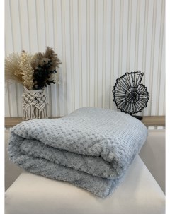 Плед на кровать диван велсофт 200х220 см евро флисовый серый Tikohome