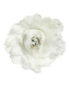 Искусственный цветок роза белый 11x11x5 см James arts