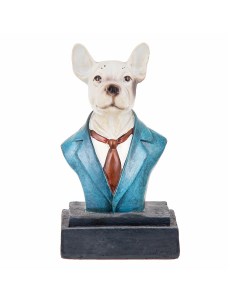 Статуэтка Белая собака в синем пиджаке и красном галстуке полистоун Royal gifts