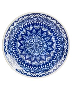 Тарелка обеденная Восточное кружево фарфоровая синяя 20 см Nouvelle home