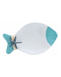 Тарелка декоративная Liansheng рыбка бело голубая 20x3x12 см Lian sheng
