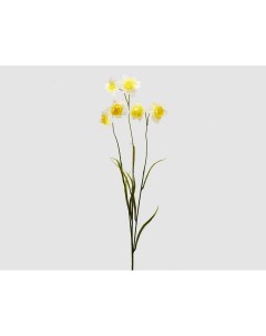 Искусственная цветочная ветка бело жёлтого цвета Нарцисс махровый 80 см Edg