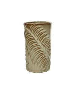 Керамическая ваза ПАЛЬМОВЫЙ МОТИВ бежевая 19 см Kaemingk