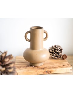 Керамическая ваза ПУСТЫННАЯ ГЛАЗУРЬ ручной работы коричневая 20 см Kaemingk