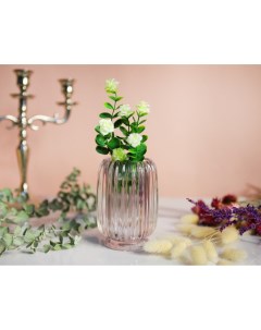Стеклянная ваза ЗИМНИЙ КОКТЕЙЛЬ пудрово розовая 12 см Edg
