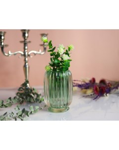 Стеклянная ваза ЗИМНИЙ КОКТЕЙЛЬ нежно зелёная 12 см Edg