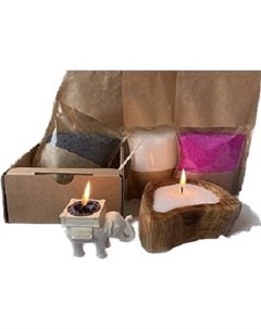 Насыпная свеча в гранулах деревянный подсвечник набор воска белый график и розовый Candle-magic