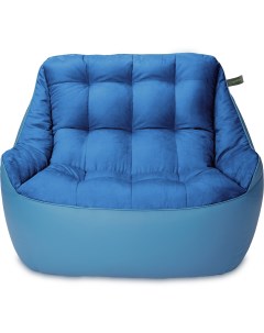 Кресло мешок Диван Босс эко кожа и замша Синий и голубой Пуффбери