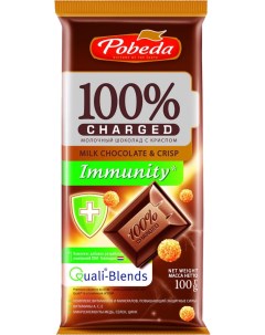 Шоколад Charged Immunity молочный с криспом 100г Победа вкуса