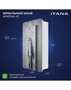 Зеркальный шкаф Анкона 45 450х150х790 Итана