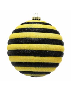 Елочный шар Полоски черно желтый 15 см Acro