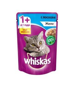 Влажный корм для кошек желе с лососем 85г Whiskas