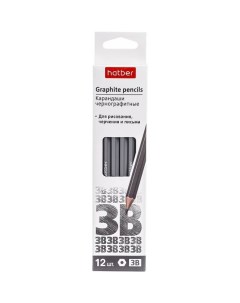 Чернографитный карандаш PERFECT 3B шестигранный корпус 12 шт 074191 Hatber