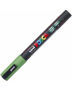 Маркер UNI POSCA PC 3ML зелёный с блёстками 0 9 1 3 мм овальный наконечник Uni mitsubishi pencil