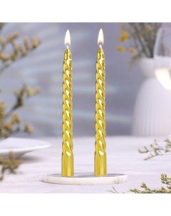 Набор свечей витых 1 5х15 см 2 штуки золотой металлик Дарим красиво