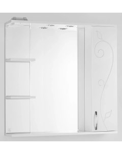 Зеркальный шкаф 80x83 см белый глянец Панда Фьюжн ЛС 00000080 Style line