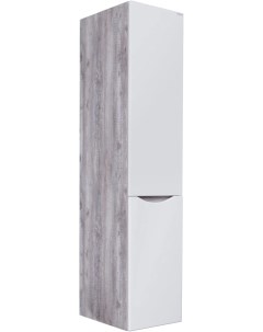Пенал подвесной бетон пайн белый глянец с бельевой корзиной L R Талис 303508 Grossman