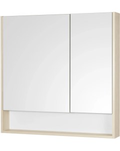 Зеркальный шкаф 85x85 см белый матовый дуб верона Сканди 1A252302SDB20 Акватон