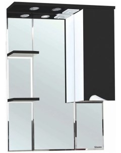 Зеркальный шкаф 75x100 3 см черный глянец белый глянец R Эйфория 4619113001048 Bellezza