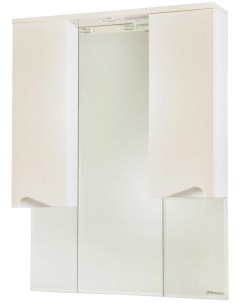 Зеркальный шкаф 96x100 3 см бежевый глянец белый глянец Эйфория 4619117180077 Bellezza