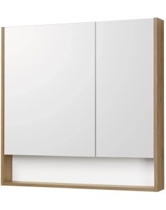Зеркальный шкаф 85x85 см белый матовый дуб рустикальный Сканди 1A252302SDZ90 Акватон