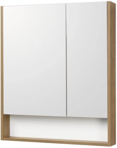 Зеркальный шкаф 70x85 см белый матовый дуб рустикальный Сканди 1A252202SDZ90 Акватон