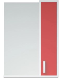 Зеркальный шкаф 50x70 см белый глянец красный матовый R Колор SD 00000697 Corozo