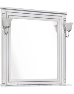 Зеркало 90x96 3 см белый серебряная патина Паола 00181769 Aquanet