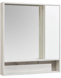 Зеркальный шкаф 80x91 см белый глянец дуб крафт Флай 1A237702FAX10 Акватон