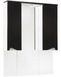 Зеркальный шкаф 96x100 3 см черный глянец белый глянец Эйфория 4619117180046 Bellezza