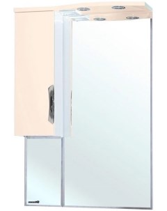 Зеркальный шкаф 65x100 см бежевый глянец белый глянец L Лагуна 4612110002070 Bellezza