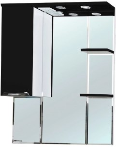 Зеркальный шкаф 75x100 см черный глянец белый глянец L Альфа 4618812002042 Bellezza