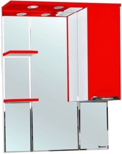 Зеркальный шкаф 75x100 см красный глянец белый глянец R Альфа 4618812001038 Bellezza