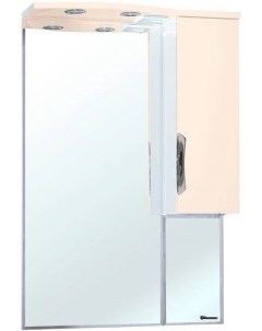 Зеркальный шкаф 65x100 см бежевый глянец белый глянец R Лагуна 4612110001073 Bellezza