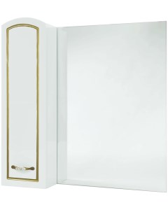 Зеркальный шкаф 68x80 см белый глянец золотая патина L Амелия 4610311002387 Bellezza