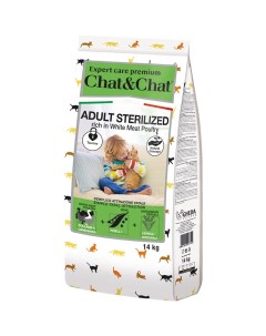 Adult Sterilized Сухой корм для стерилизованных кошек с белым мясом птицы 14 кг Chat&chat