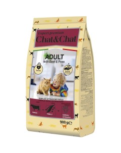 Adult Сухой корм для кошек с говядиной и горохом 900 гр Chat&chat