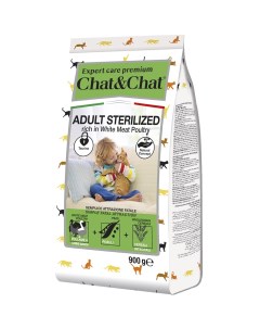 Adult Sterilized Сухой корм для стерилизованных кошек с белым мясом птицы 900 гр Chat&chat