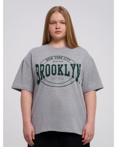 Свободная футболка Plus Size из хлопка с надписью Brooklyn Твое
