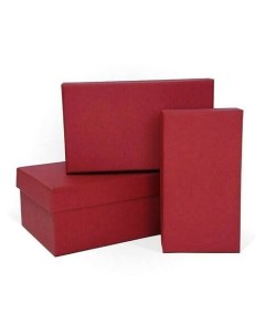 Коробка подарочная тиснение Лен 230x230x130 мм красная Рутаупак