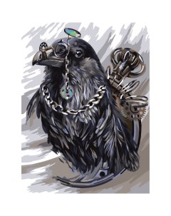 Картина по номерам на картоне Статный ворон 30 40 см с акриловыми красками и кистями Три совы